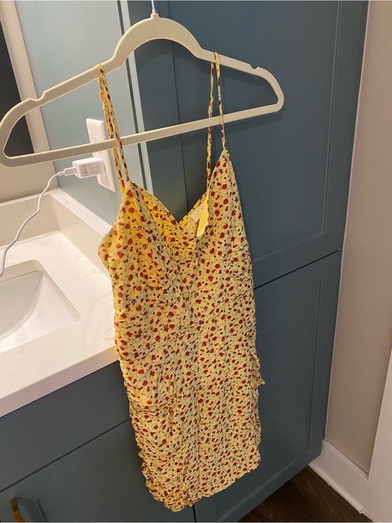 row a Dresses & Skirts - Yellow Floral Mini Dress with Spaghetti Straps